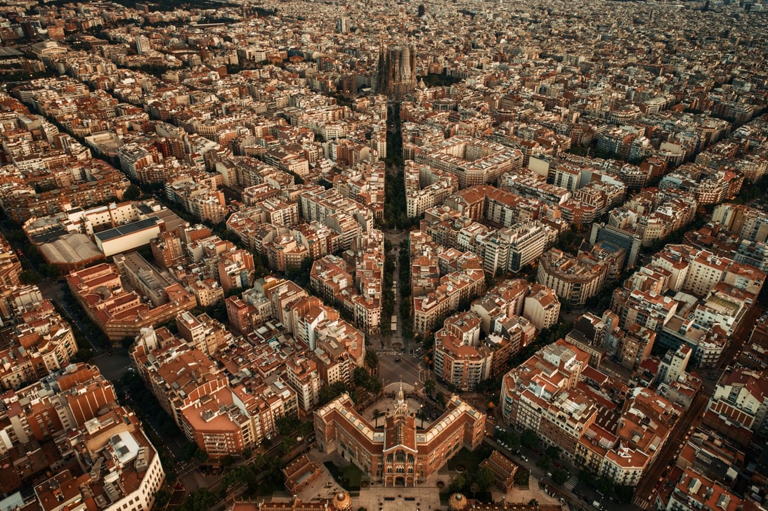 Aerial View of Barcelona Spain